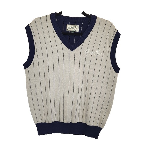 Bogey Boys Macklemore Mens Sweater Vest Grey Navy Pinstripe Medium Golf NEW - Picture 1 of 8